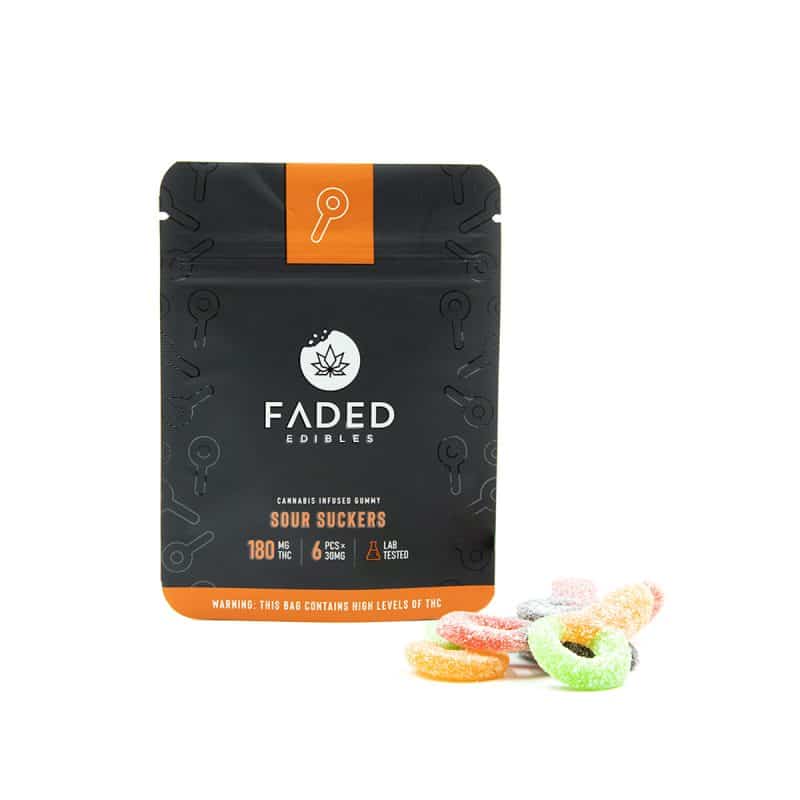 Faded Edibles Sour Suckers Gummies (180mg THC)