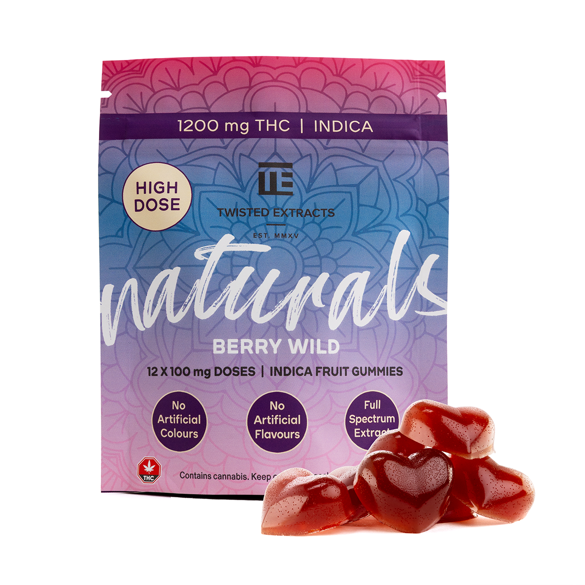 Twisted Naturals - Berry Wild High Dose (1200 mg THC, Indica)