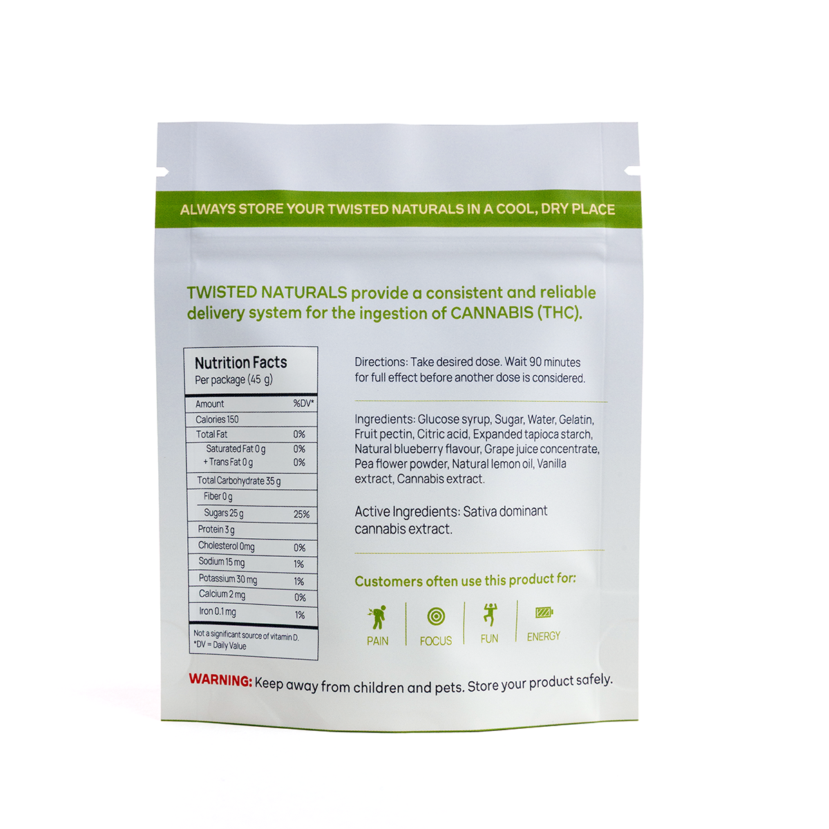 Twisted Naturals – Blueberry Sky (200 mg THC, Sativa)