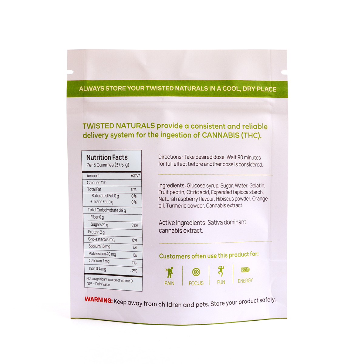 Twisted Naturals – Citrus Twist High Dose (1200mg THC, Sativa)