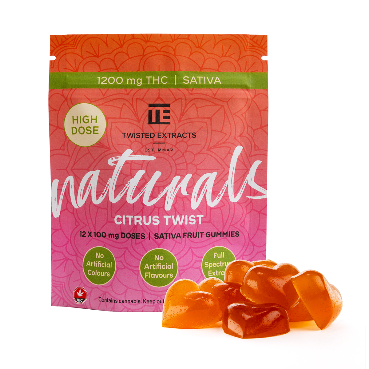 Twisted Naturals – Citrus Twist High Dose (1200mg THC, Sativa)