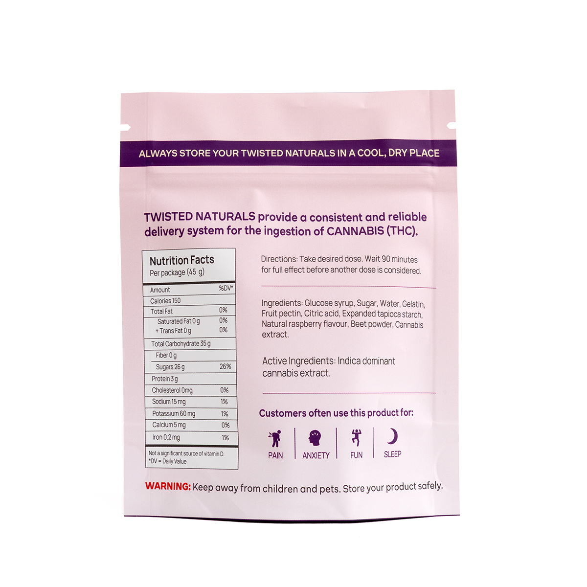 Twisted Naturals – Raspberry Bliss (200 mg THC, Indica)