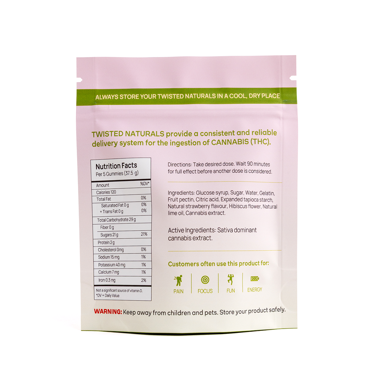 Twisted Naturals – Strawberry Spritz High Dose (1200mg THC, Sativa)